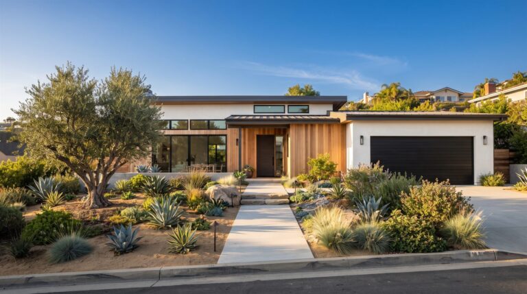 Renovated mid-century modern home exterior in Orange County